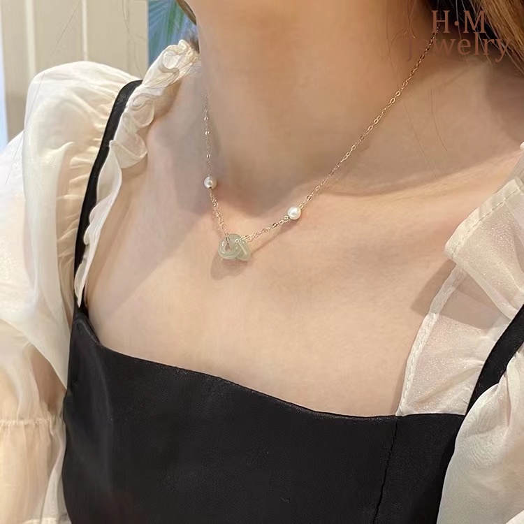 Vòng cổ Mạ Bạc 925 Mặt Nhẫn Đôi Đính Đá Hòa Bình Độc Đáo