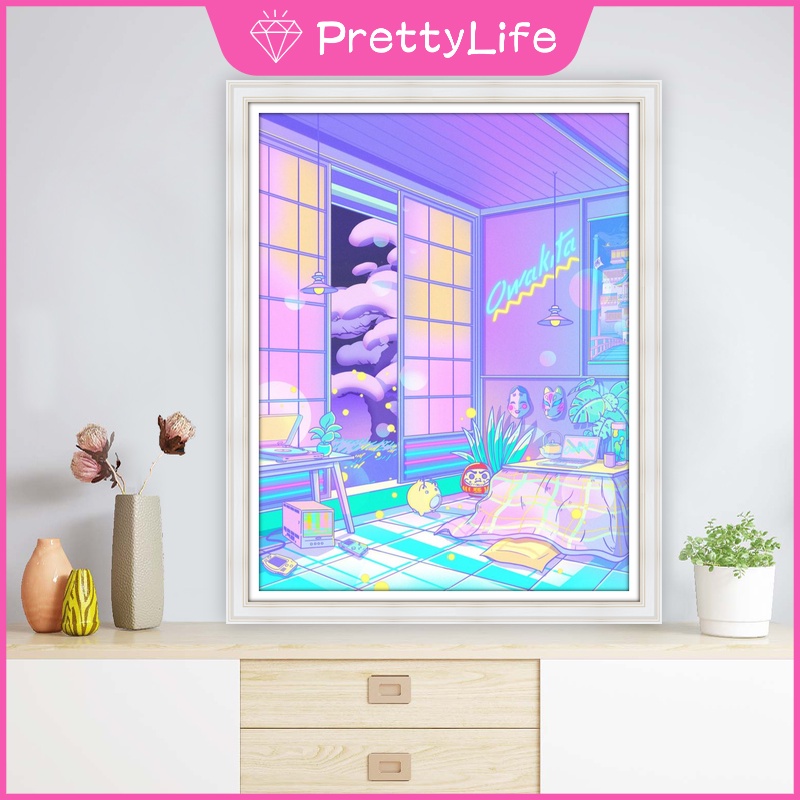 Bộ tranh đính đá 5D họa tiết phong cảnh đường phố nhiều màu độc đáo kích thước 30x40cm/40x50cm DIY