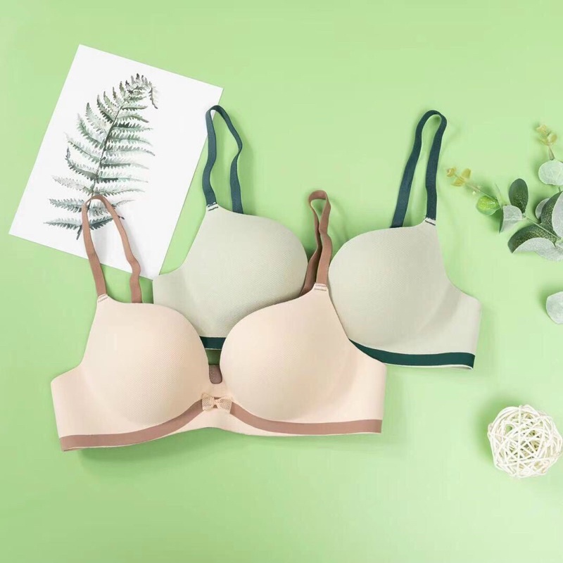 Áo Lót Nữ Áo Ngực Nữ Đúc Su Thông Hơi Viền Màu Đính Nơ Nhỏ Tôn Vòng Một Gợi Cảm 276