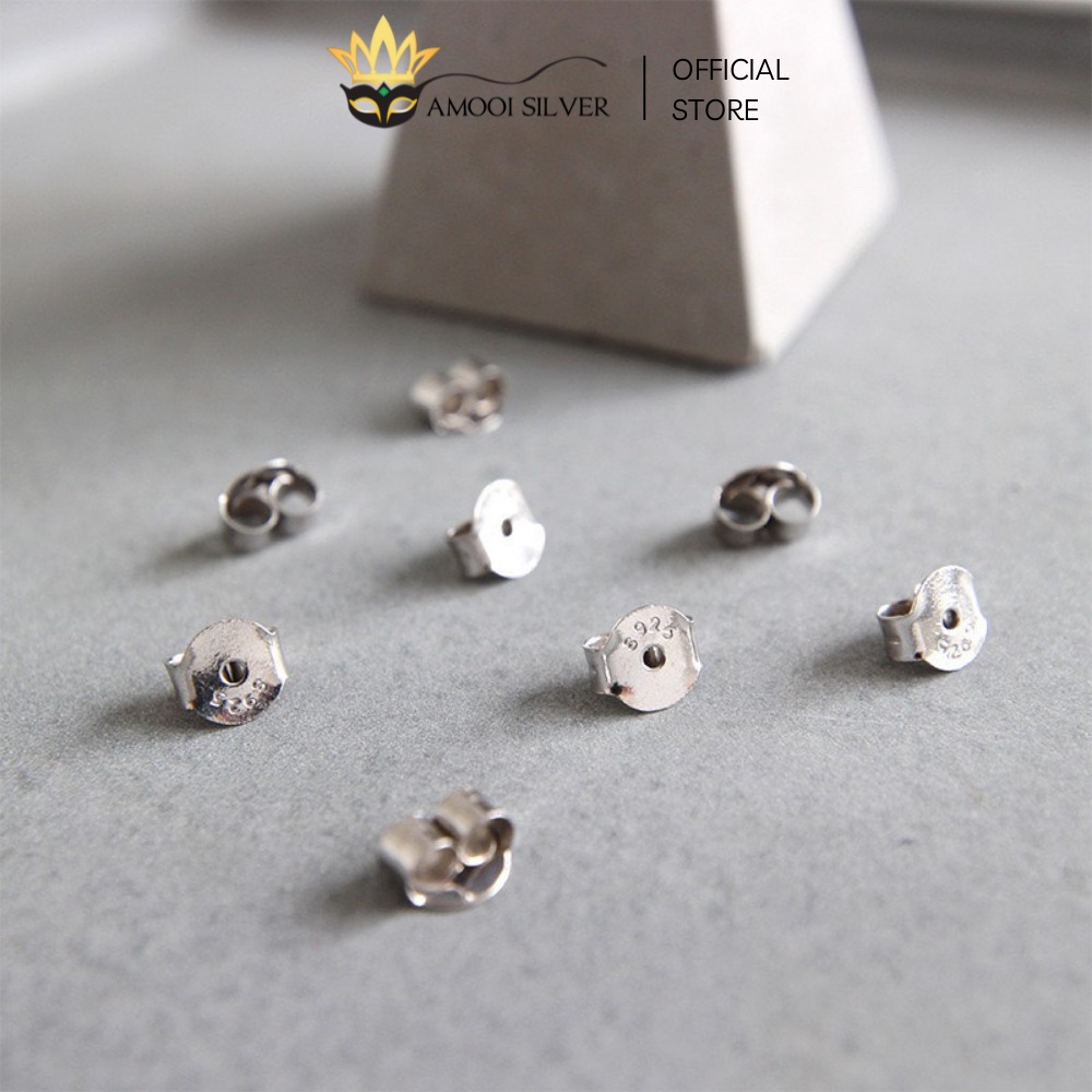 Chốt Khuyên Tai Bạc S925 Chui Bông Bạc Trắng - Amooi Silver - AP03