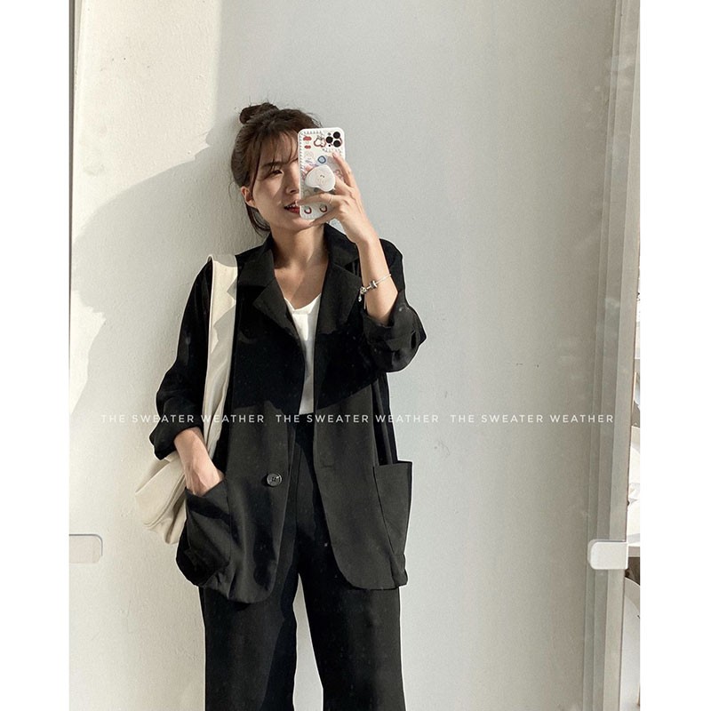 Áo Vest Trơn Voan Mỏng- Áo Blazer Voan Dài Tay M855-Violet