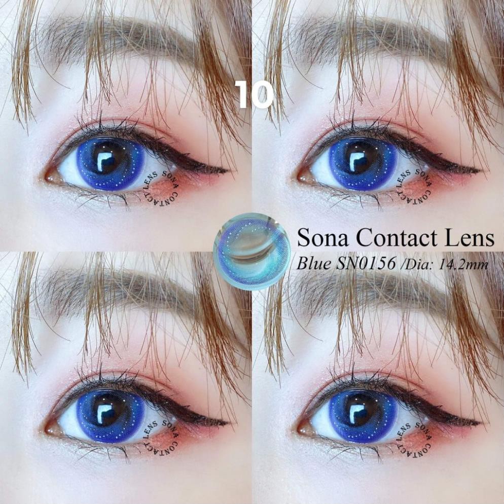 [Tặng khay đựng] Kính áp tròng 0 độ Sona Lens Blue (Xanh) Hàn Quốc 3 tháng 12 mẫu