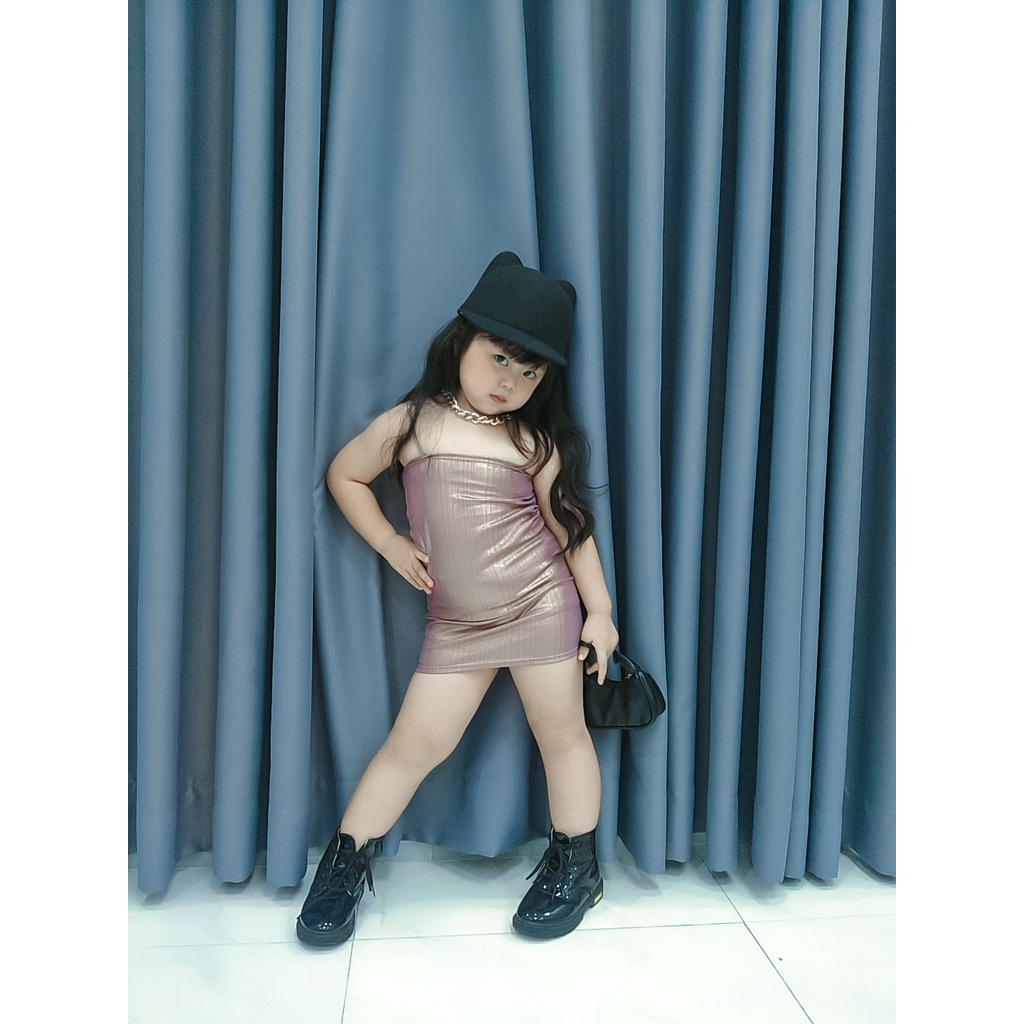 Đầm Body Nhũ Hai Dây Bé Gái Hot trend