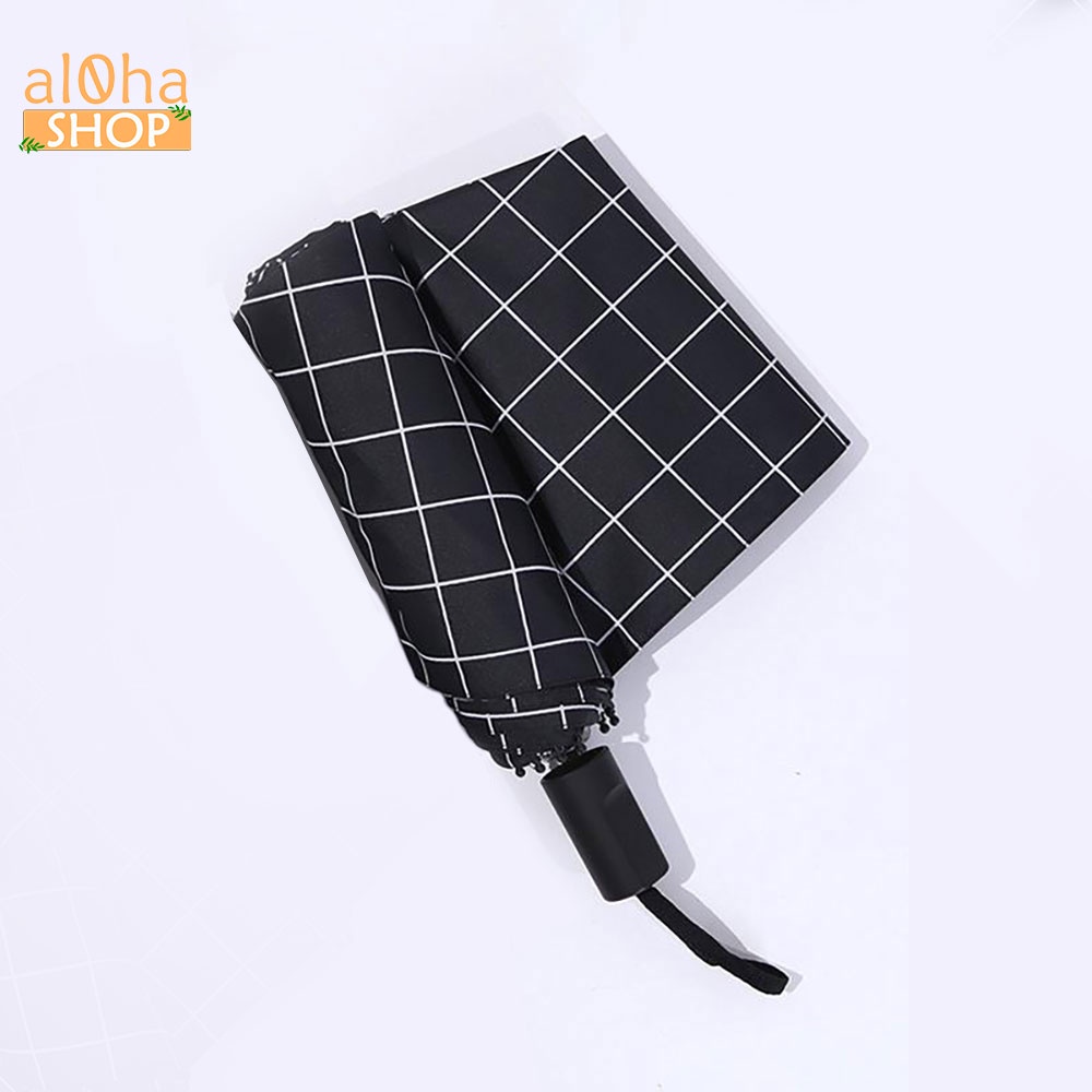 Ô dù gấp gọn hình kẻ caro chống tia UV, chống mưa, chống nắng - al0ha Shop