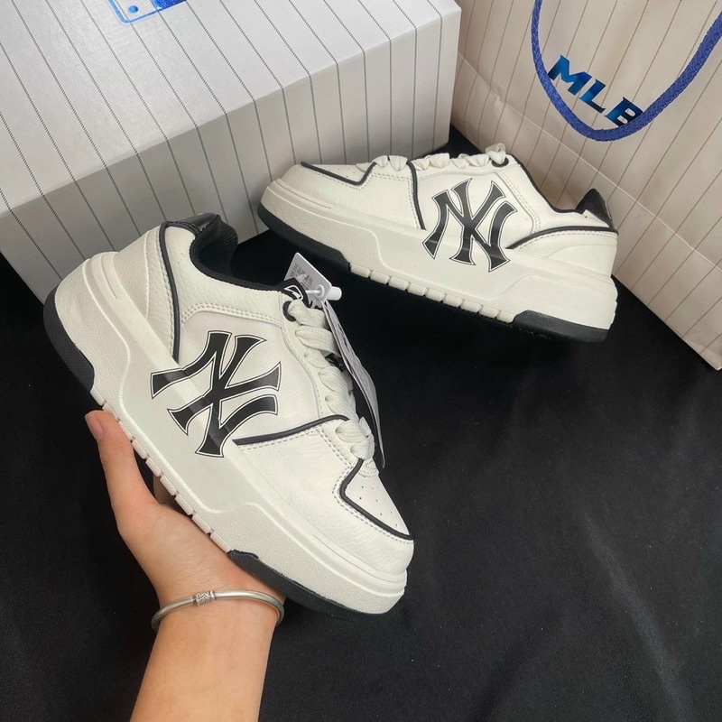 Giày MLB chunky liner cổ thấp NY kẻ đen, LA Xanh, chữ B đỏ, B nâu, Giày MLB chunky low Tặng FullBox