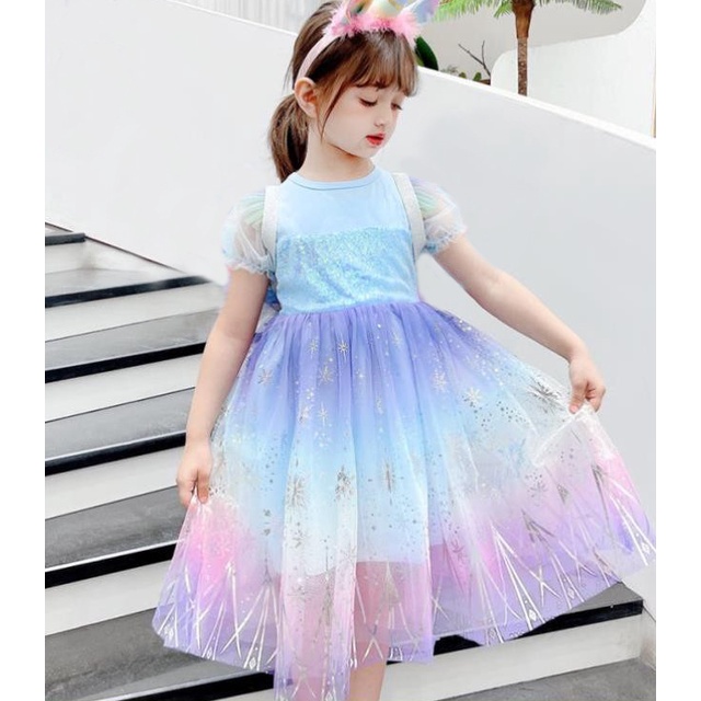 Đầm Công Chúa Chất Liệu Cotton Đính Kim Sa Lấp Lánh Thời Trang Cho Bé Gái