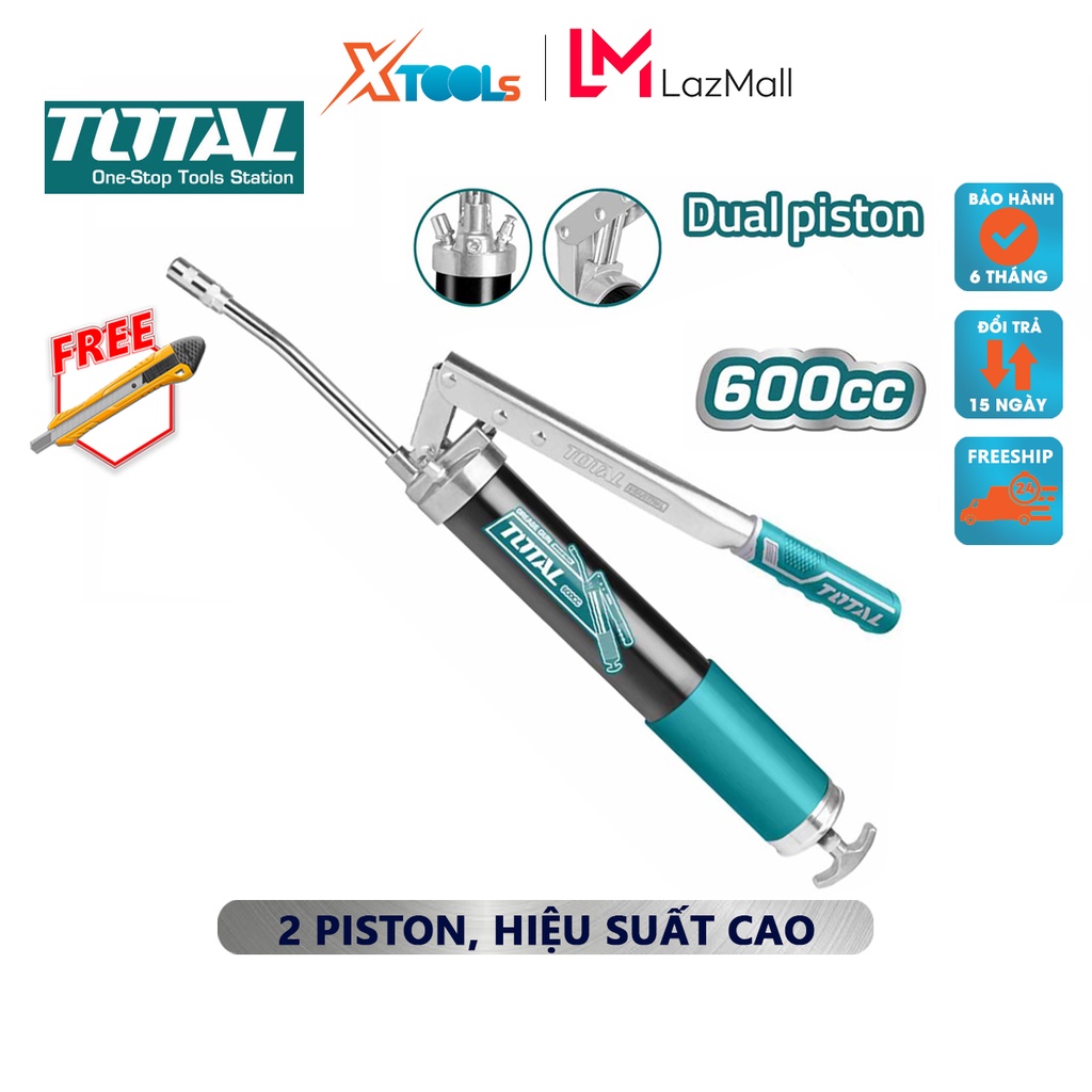 Dụng cụ bơm mỡ khí nén TOTAL THT111062 | Súng bơm mỡ dung tích 600CC / 21 Oz lượng cung cấp tối thiểu 3oz / 40 lần áp su