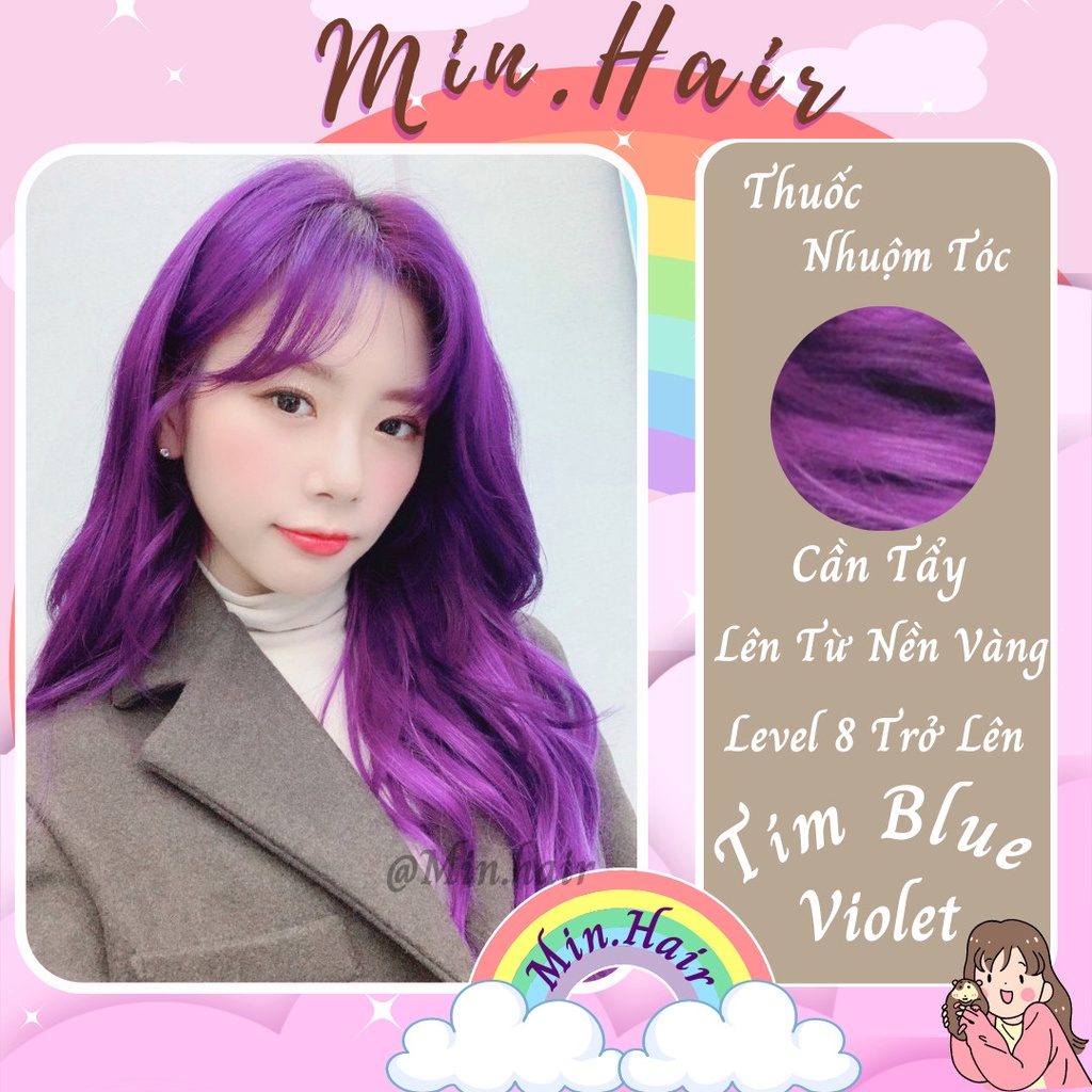 thuốc nhuộm tóc tím blue violet , tặng kèm oxy trợ dưỡng và bao tay