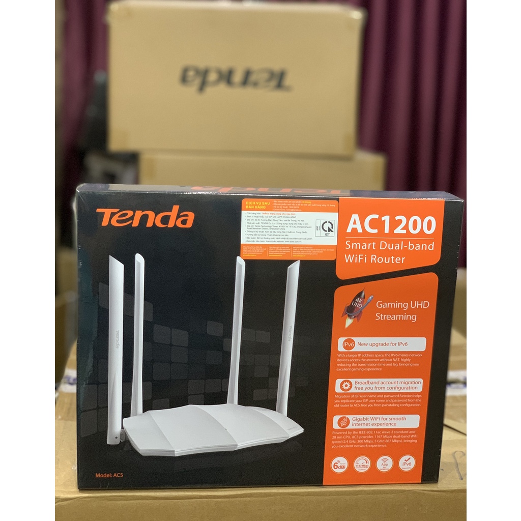 Bộ Phát Wifi Xuyên Tường Tenda AC5 V3 4 Râu  Màu Trắng ,Tenda AC7 5 Râu Chuẩn AC1200Mbps, Tenda N301 - Hàng Chính Hãng