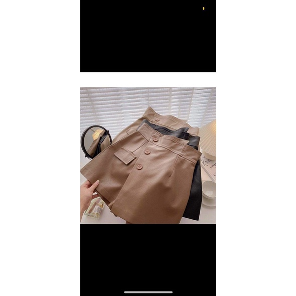 Quần giả váy chất da siêu đẹp, Quần sooc da kiểu dáng Hàn Quốc | BigBuy360 - bigbuy360.vn