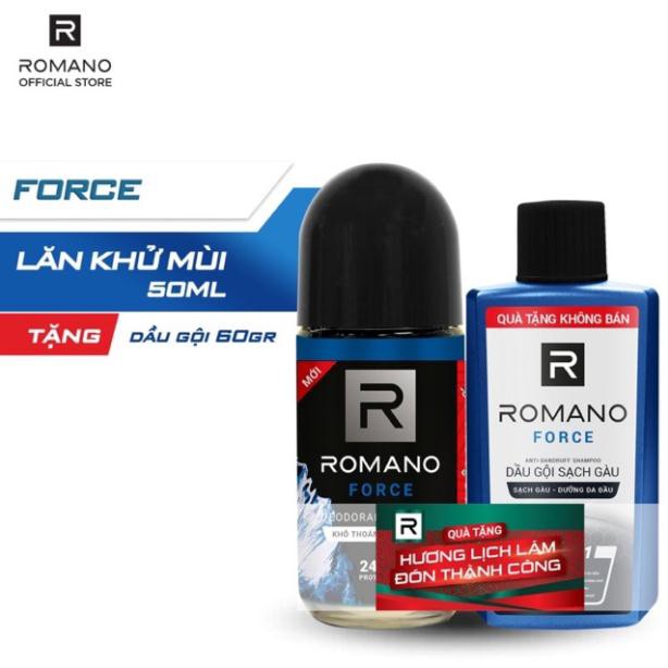 Lăn khử mùi Romano Force 50ml tặng tắm gội 60g