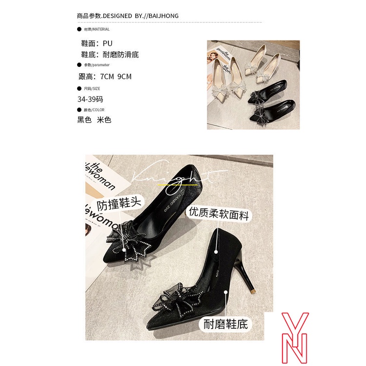 Giày Cao Gót Đính Nơ Thời Trang Xuân Hè Năm 2021 Phong Cách Mới