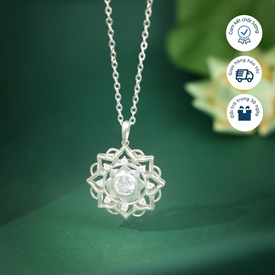 Mặt dây chuyền bạc S925 biểu tượng Mandala đính đá - Trang sức Bình An - Trong Nhà