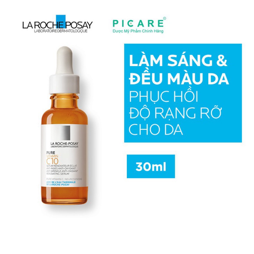 [CHÍNH HÃNG] Dưỡng chất cải thiện và làm sáng da La Roche Posay Pure Vitamin C10 Serum 30ml tặng mặt nạ sáng da Dermator