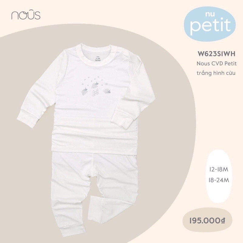 Bộ dài tay cài vai Nous cho bé 9-12m và 2-3y