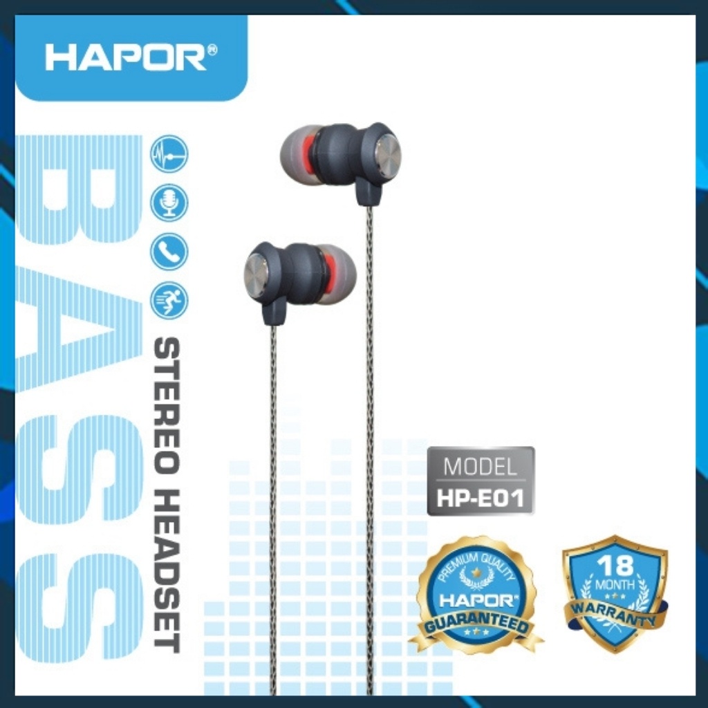 Tai nghe chính hãng HAPOR/ HP-E01 chất âm siêu Bass/ Bảo hành lên đến 18 tháng qua mã QR core