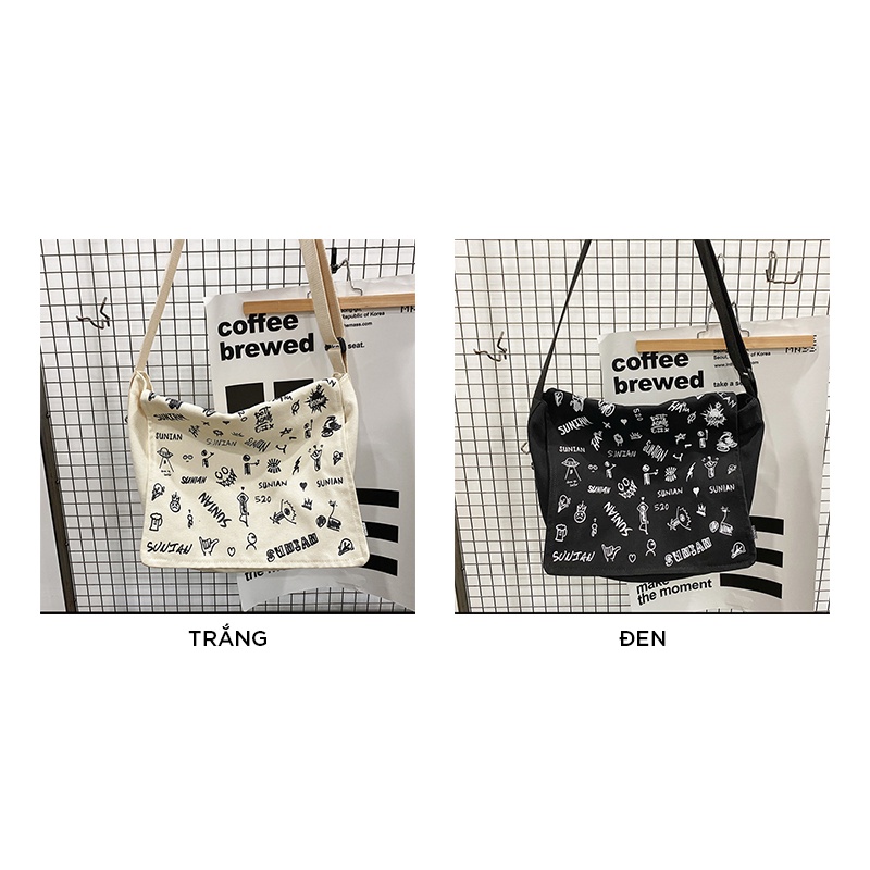 Túi tote vải mềm trơn đeo chéo canvas giá rẻ LOT STORE TX794