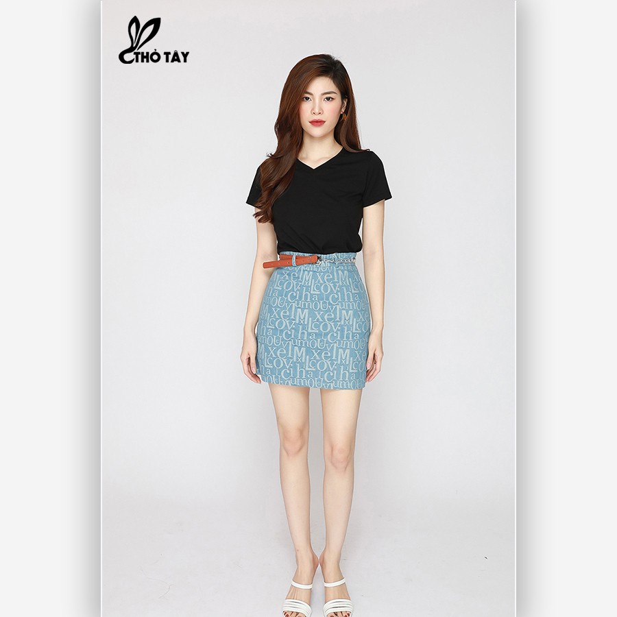 Chân váy jean chữ kèm nịt THỎ TÂY CV265B619 | BigBuy360 - bigbuy360.vn