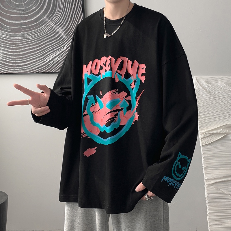 Áo thun tay dài cổ tròn size M-5XL thời trang mùa thu cho nam