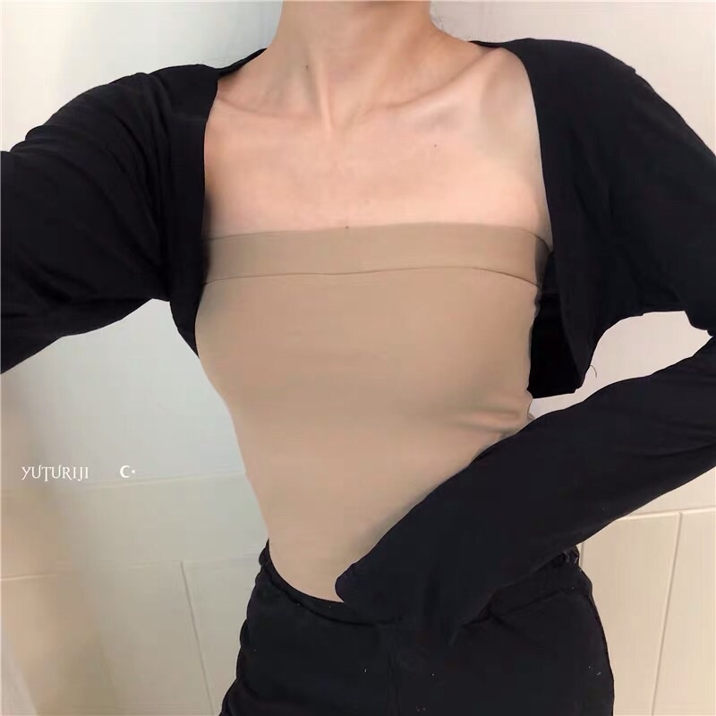 áo len croptop cardigan khoác mỏng cánh tay sexy - ko kèm áo trong (1863#)