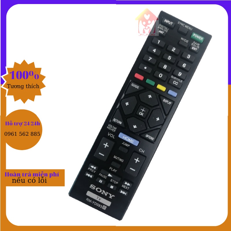 Điều Khiển Remote Tivi SONY RM-YD093 hàng chất lượng tốt