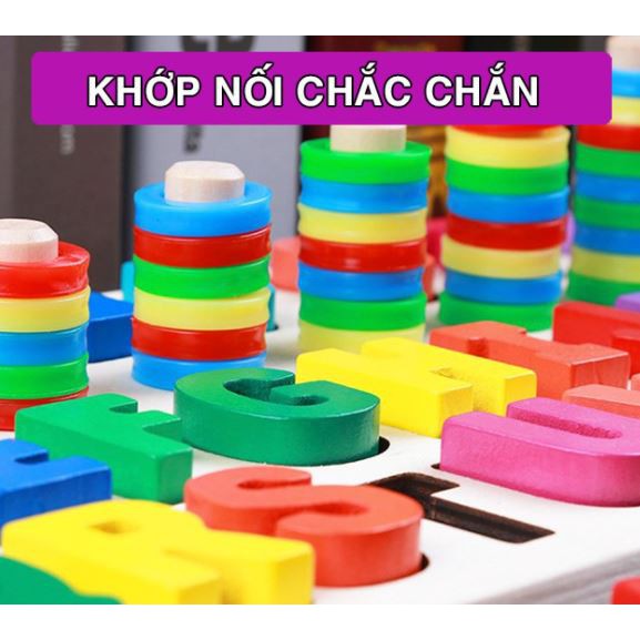 Đồ Chơi Gỗ Cột Tính Học Đếm Và Ghép Chữ Cái Đa Năng Cho Bé