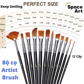 Cọ bộ 12 cây Keep Smiling Artisg Brush lông nhân tạo