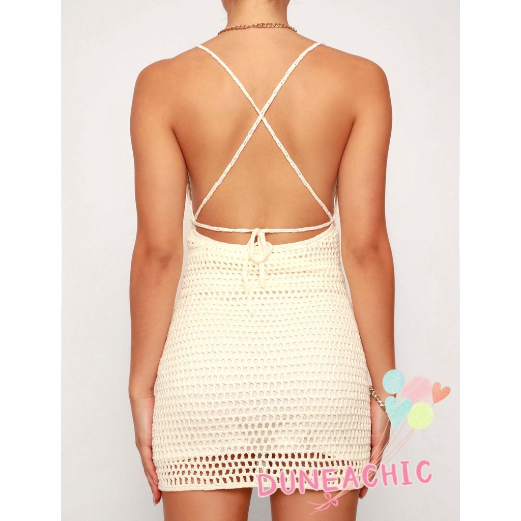 DUNEA Bộ Áo Tank Top + Chân Váy Dệt Kim Lưng Cao Xinh Xắn Dành Cho Nữ