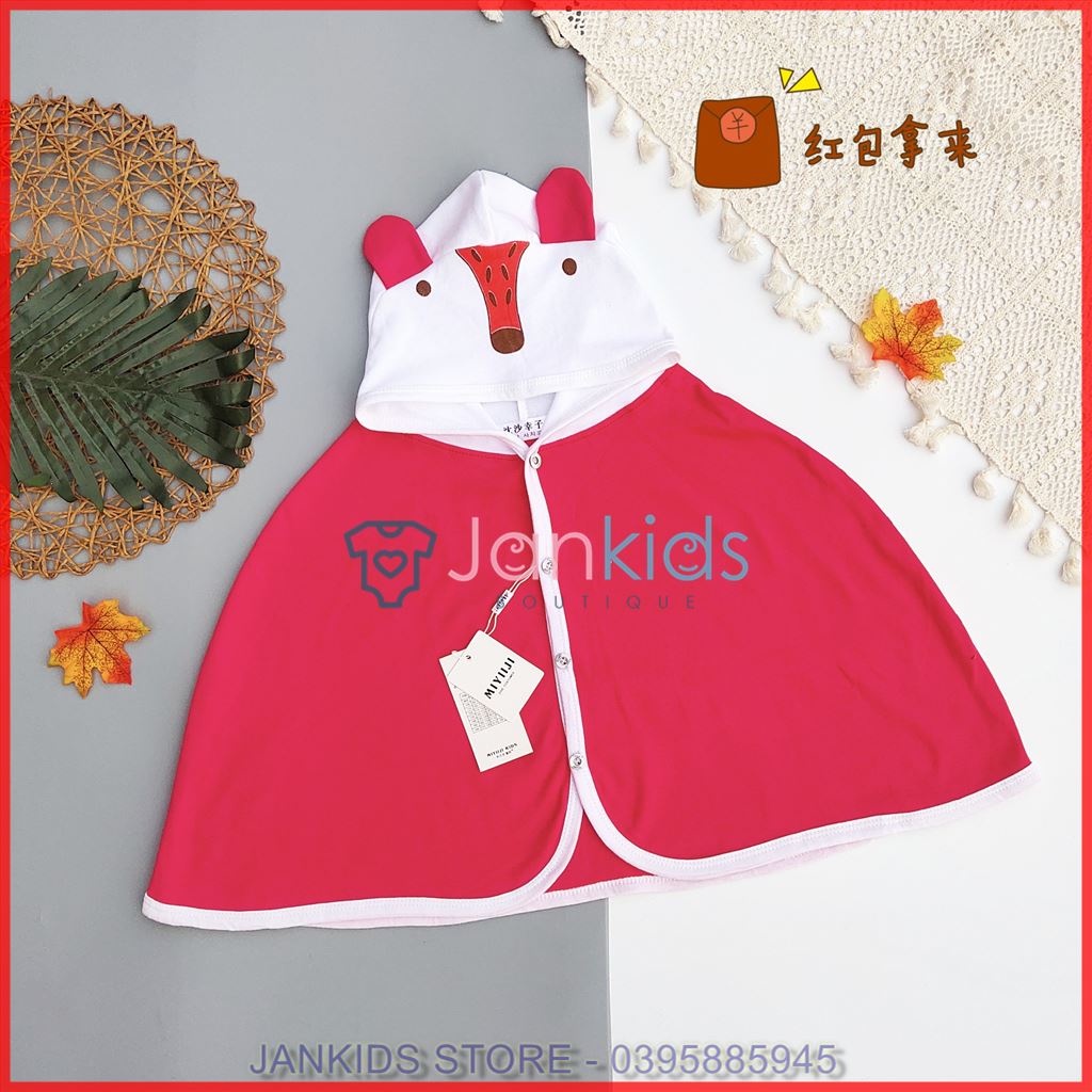 Áo choàng hình thú 100% cotton che nắng, chắn gió cho bé trai, bé gái từ 8-18kg, áo choàng nắng cho bé