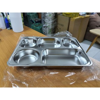 KHAY CƠM PHẦN 5 NGĂN SÂU LÒNG LỚN  inox 304 ( 33x25x4 cm )