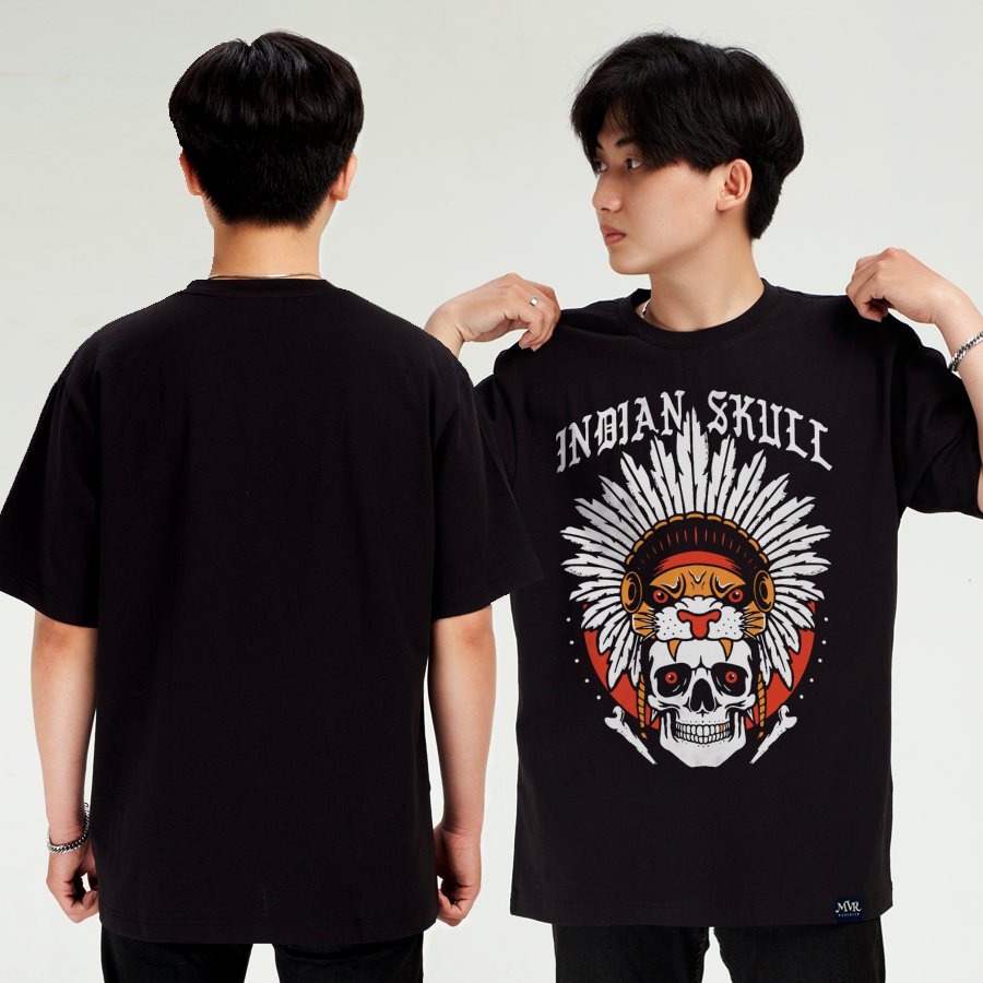 Áo phông nam thun nữ Cotton nam nữ bộ xương ấn độ MVR size rộng tee Mỹ BB4335