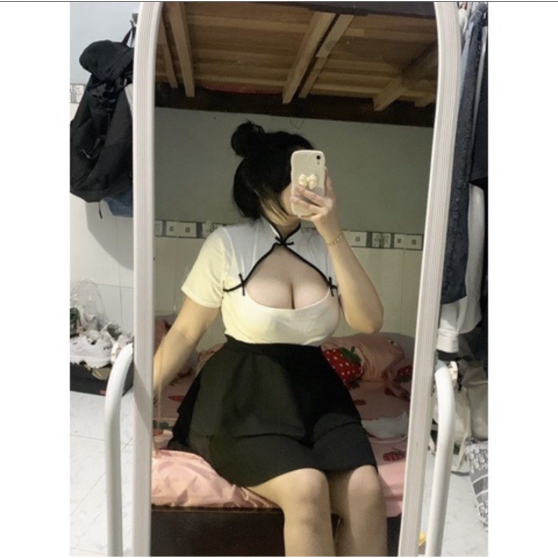 Áo kiểu Trung Hoa khoét ngực nữ bigsize