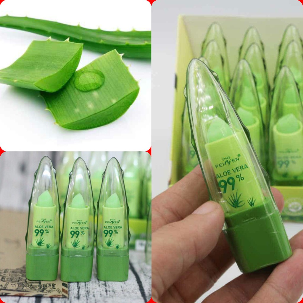 Son Dưỡng Môi Nha Đam Aloe Vera 99% Chính Hãng Môi Hồng Căng Mộng Chuẩn Hotgir - Son Gió Có Màu