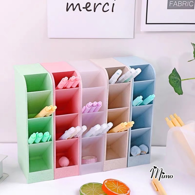 Kệ đựng bút Mimo ống đựng bút 4 ngăn basic BW hộp cắm bút 4 tầng để bàn nhiều ngăn đa năng văn phòng phẩm decor bàn học