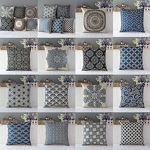 Vỏ gối tựa cho sofa họa tiết hoa văn hình học lạ mắt