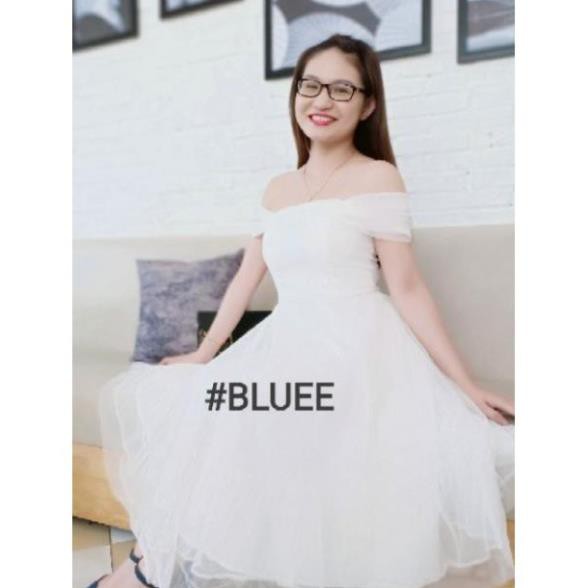 ĐẦM DỰ TIỆC ĐẦM TRẮNG TRỄ VAI XÒE PHỐI LƯỚI MINER DRESS SANG TRỌNG DỄ THƯƠNG | BigBuy360 - bigbuy360.vn
