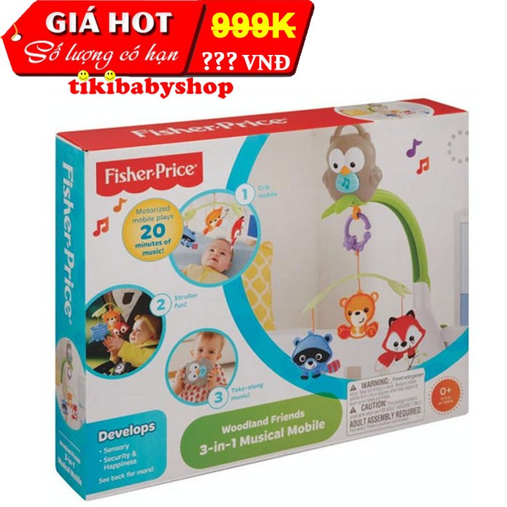 Treo Nôi Fisher Price Đa Năng 3 In 1 - Hình động vật