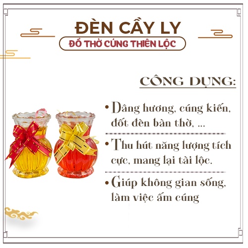 Đèn Cầy Ly Cúng Q13 Bông Cúc Cao 10cm Cháy Liên Tục 31 Tiếng Đồ Thờ Cúng Thiên Lộc - Cặp 2 Ly