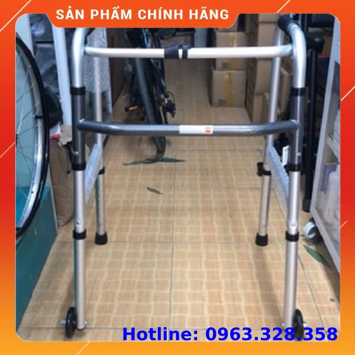 Khung Tập Đi Cho Người Già, Khung Hợp Kim Nhôm Có Bánh Xe Chống Trơn Trượt -