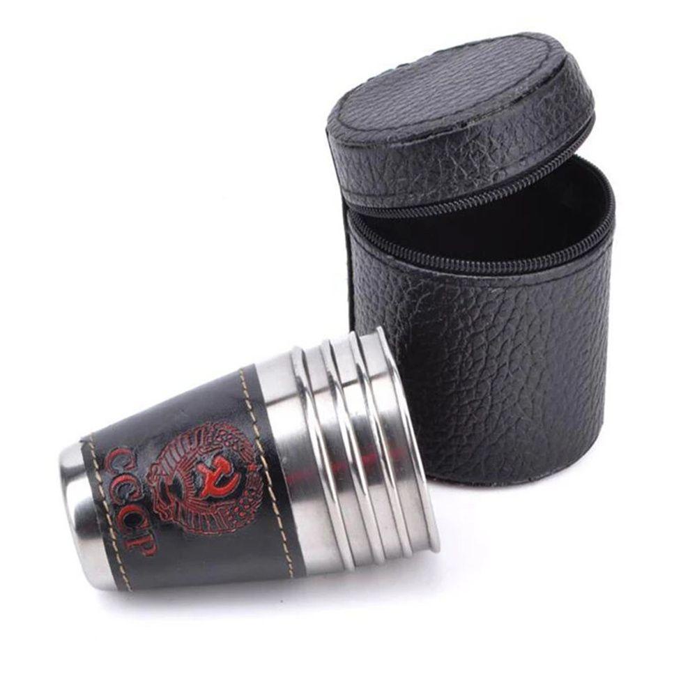 Túi Da PU Phối Inox Đựng Ly Bia / Rượu Tiện Dụng Mang Theo Du Lịch Dã Ngoại
