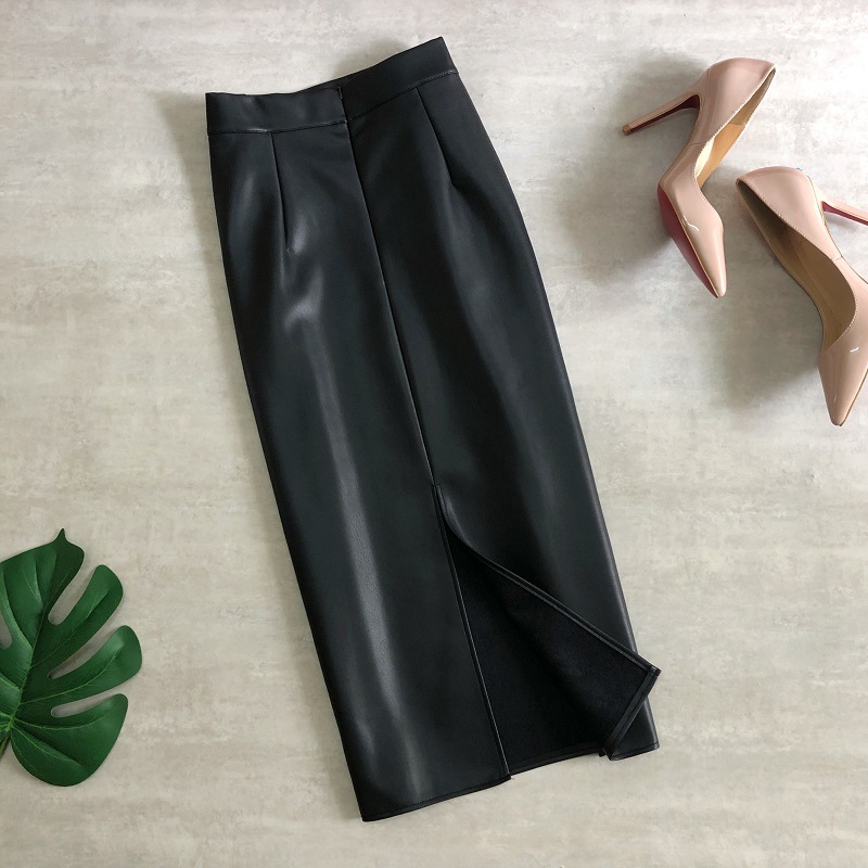 Chân Váy Bút Chì Da pu Lưng Cao Ôm Dáng Thời Trang Thu Đông Cho Nữ