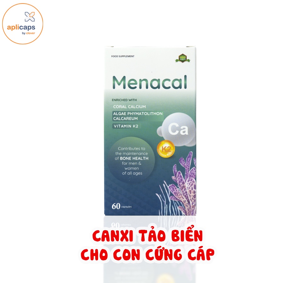 Viên uống bổ sung Canxi, vitamin K2 và D3 Aplicaps Menacal hộp 60 viên