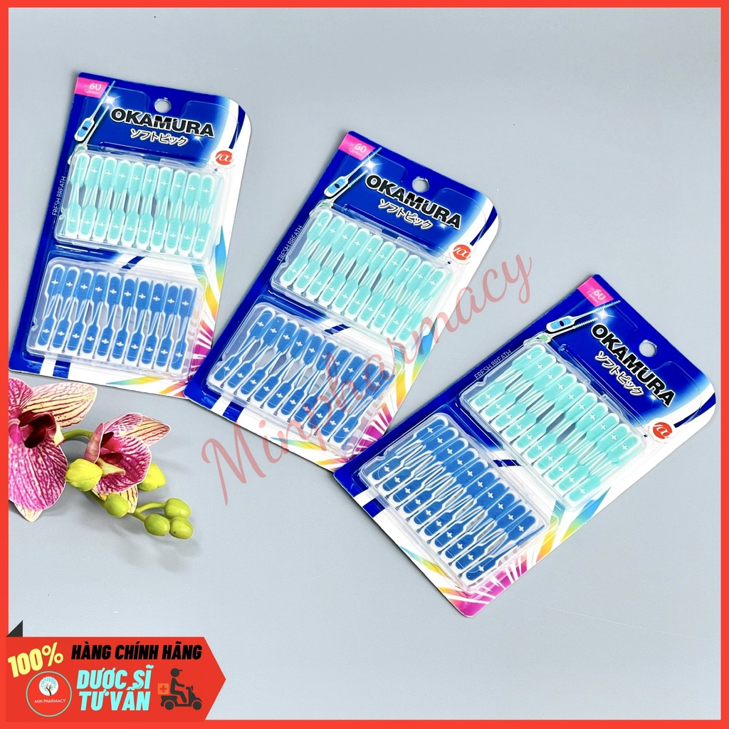 Tăm Silicon Siêu Mềm OKAMURA 60 cây ( 2 hộp/ vỉ nhựa ) - Minpharmacy