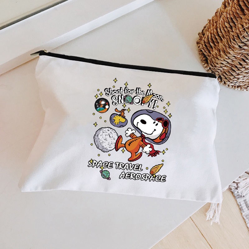 Túi Đựng Bút Bằng Vải canvas In Họa Tiết snoopy Dễ Thương Tiện Dụng Dành Cho Học Sinh
