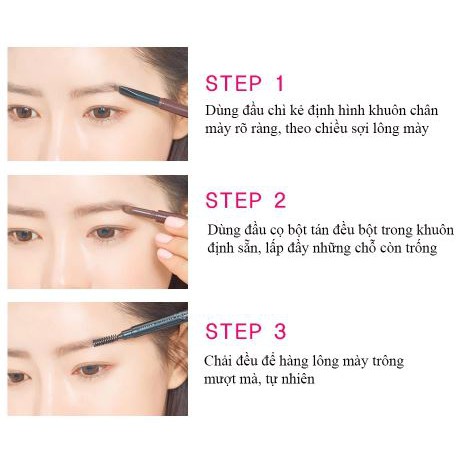 Chì Kẻ Mày Tiện Dụng 3 Trong 1 Sắc Nét, Lâu Trôi B.O.M 3IN1 Triple Edge Eyebrow