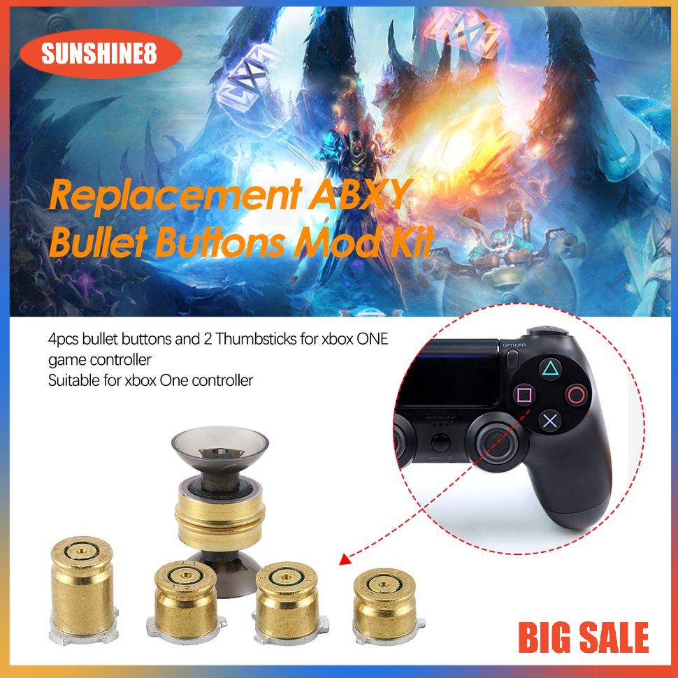 【SUN】4x Brass Bullet Buttons ABXY Mod Kit + 2 Thumbsticks for XBOX One Controller