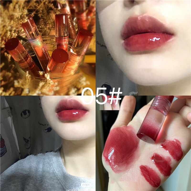 (2021Hàng Mới Về) Son bóng nội địa trung Oulesong Màu Nude Nhạt Mềm Mượt Nuôi Dưỡng Môi Chống Thấm Nước