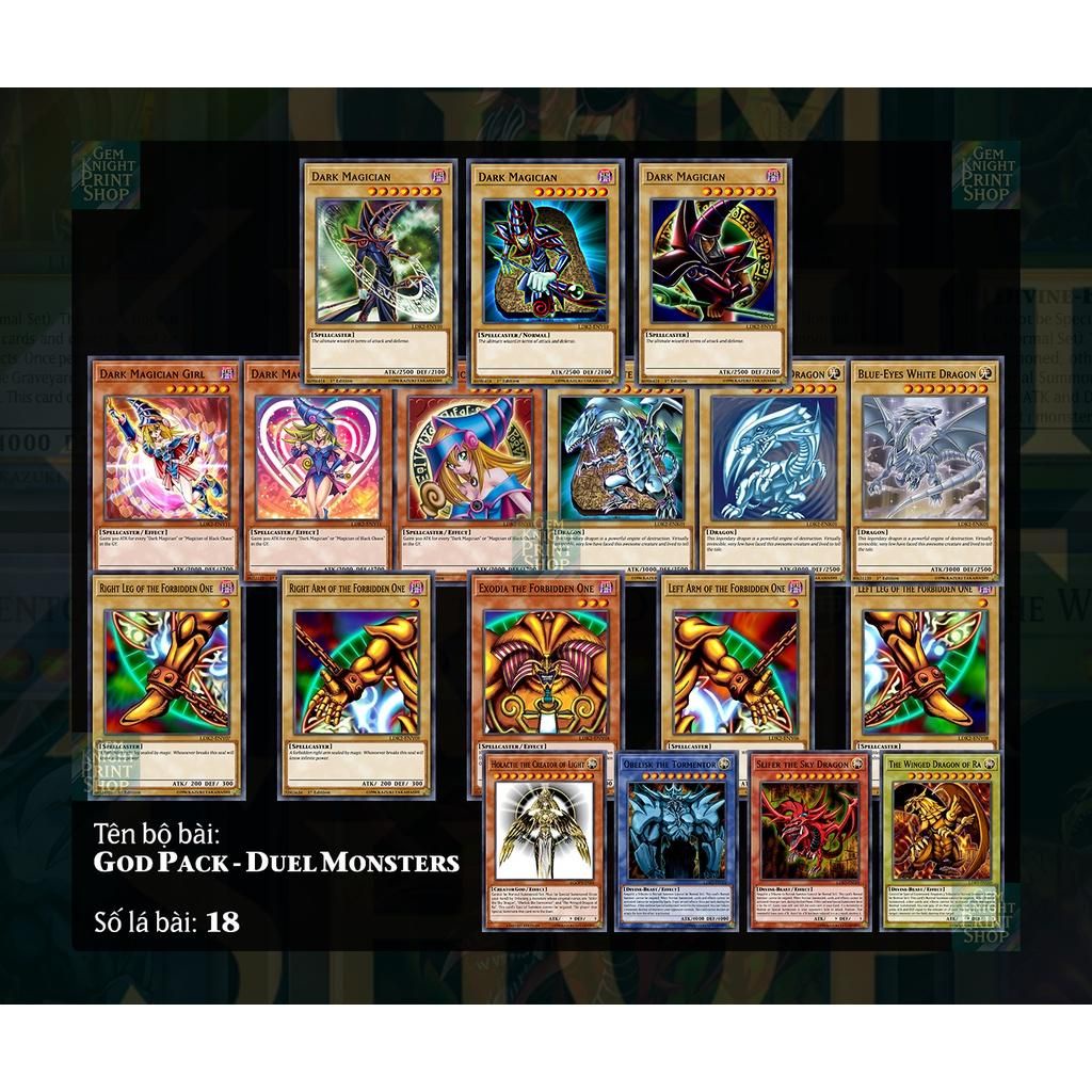 Bộ bài Yugioh - Combo 3 Vị Thần - God Pack + 15 lá
