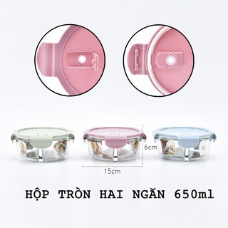 Hộp đựng cơm thủy tinh HCN cao cấp CHIA NGĂN Bộ hộp cơm văn phòng(bán buôn - bán lẻ)