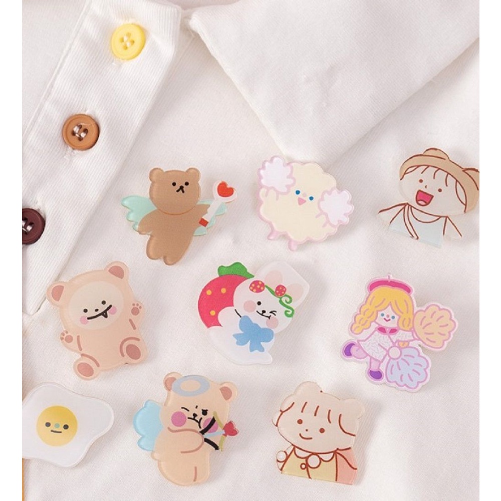 Ghim cài áo acrylic kiểu hoạt hình sáng tạo dễ thương